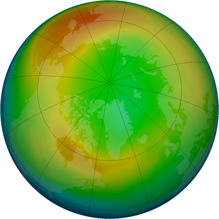 Arctic ozone map for February 1997